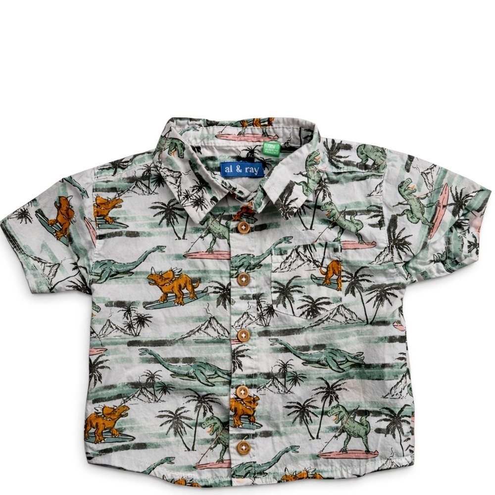 Kids Dinosaur Print Shirt - Green